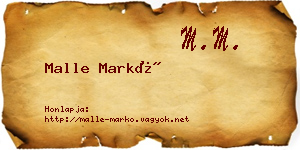 Malle Markó névjegykártya